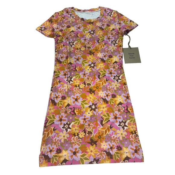 Stone Fox Swim‎ NWT Bambi Baby Tee Retro Pop Swim Dress Size XSmall MSRP$110 - Picture 1 of 5